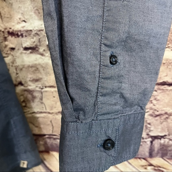 Guess Logan Blue Button Front Contrast Cuffs Shirt - Picture 4 of 13